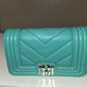 Badgley Mischka Turquoise Quilted Crossbody Bag